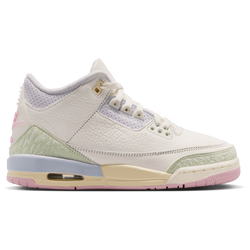 Boys' Grade School - Jordan Retro 3  - White/Green/Pink
