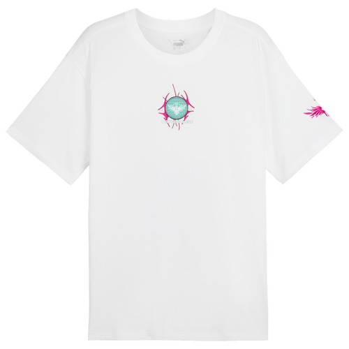 

PUMA Mens PUMA Melo Acid Drip Short Sleeve T-Shirt - Mens White/Pink Size L