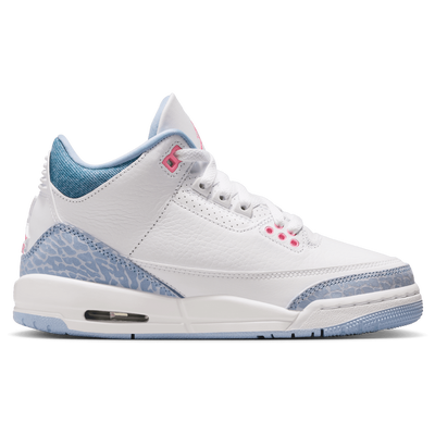 Jordan Grade School Retro 3 - WHITE/PINK GLOW/GREY