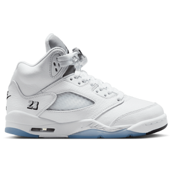 Boys' Grade School - Jordan Retro 5 - Black/White/Silver