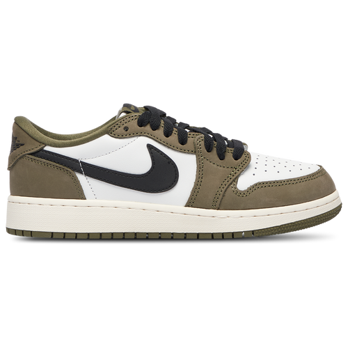 Jordan Boys AJ 1 Retro Low OG - Boy's Grade School Basketball Shoes Size 05.0 - White/Olive/Black