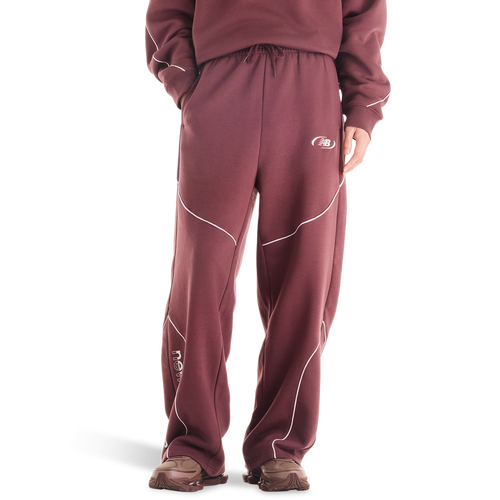 New Balance Trackside Open Hem Pants - New Balance Cherry Leather/White