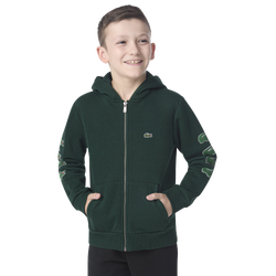 Boys' Grade School - Lacoste Graphic Fleece Full Zip Hoodie  - Green/Green