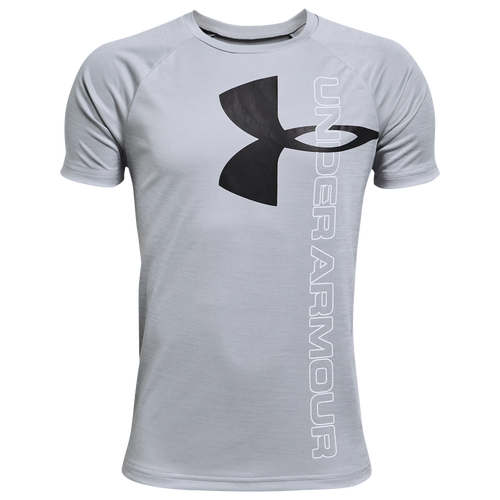 

Under Armour Boys Under Armour Tech Split Logo Hybrid T-Shirt - Boys' Grade School Mod Grey/Black Size M