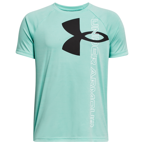 

Boys Under Armour Under Armour Tech Split Logo Hybrid T-Shirt - Boys' Grade School Neo Turquoise/Black Size M