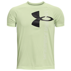 Boys' Grade School - Under Armour Tech Split Logo Hybrid T-Shirt - Phosphor Green/Black