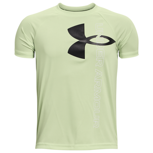 

Boys Under Armour Under Armour Tech Split Logo Hybrid T-Shirt - Boys' Grade School Phosphor Green/Black Size L