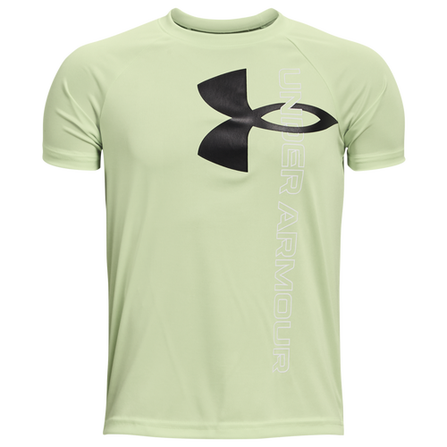 

Boys Under Armour Under Armour Tech Split Logo Hybrid T-Shirt - Boys' Grade School Phosphor Green/Black Size XL