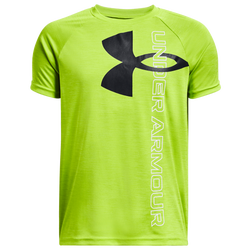 Boys' Grade School - Under Armour Tech Split Logo Hybrid T-Shirt - Green/Black