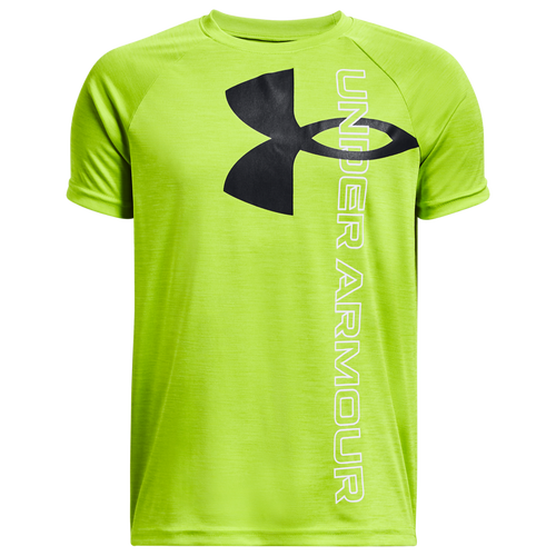 

Boys Under Armour Under Armour Tech Split Logo Hybrid T-Shirt - Boys' Grade School Green/Black Size L