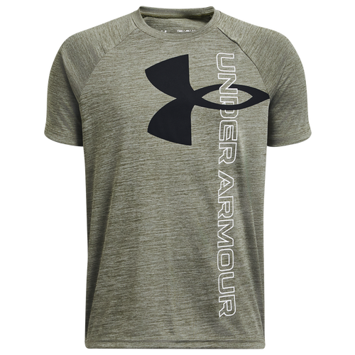 

Boys Under Armour Under Armour Tech Split Logo Hybrid T-Shirt - Boys' Grade School Black/Marine Od Green Size XS