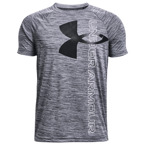 

Boys Under Armour Under Armour Tech Split Logo Hybrid T-Shirt - Boys' Grade School Midnight Navy/Black Size S