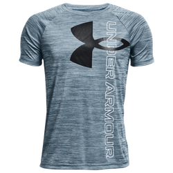 Boys' Grade School - Under Armour Tech Split Logo Hybrid T-Shirt - Petrol Blue/Black