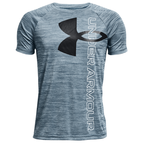 

Boys Under Armour Under Armour Tech Split Logo Hybrid T-Shirt - Boys' Grade School Petrol Blue/Black Size S