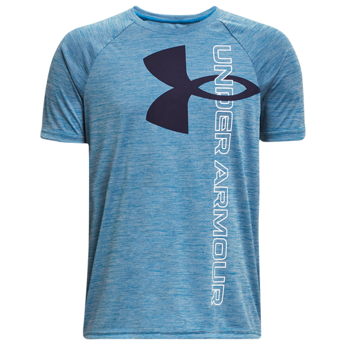 

Boys Under Armour Under Armour Tech Split Logo Hybrid T-Shirt - Boys' Grade School Midnight Navy/Cosmic Blue Size S