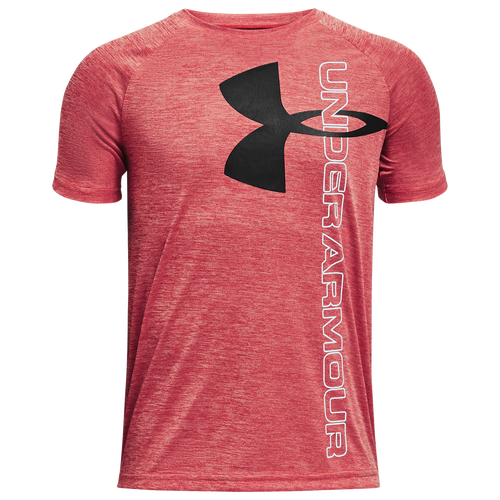 

Boys Under Armour Under Armour Tech Split Logo Hybrid T-Shirt - Boys' Grade School Black/Red Size M