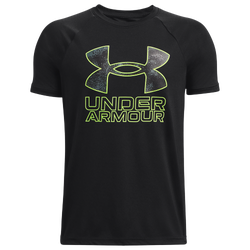 Boys' Grade School - Under Armour Tech Hybrid PRT Fill T-Shirt - Black/Lime Surge