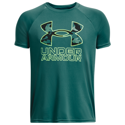 

Boys Under Armour Under Armour Tech Hybrid PRT Fill T-Shirt - Boys' Grade School Coastal Teal/Lime Surge Size S