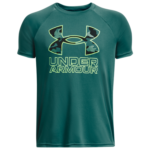 

Boys Under Armour Under Armour Tech Hybrid PRT Fill T-Shirt - Boys' Grade School Coastal Teal/Lime Surge Size M