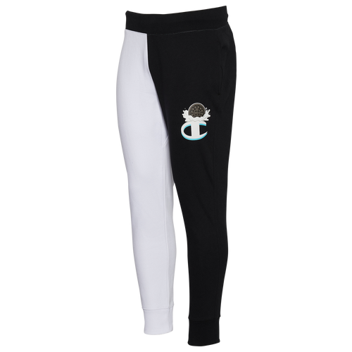 

Champion Mens Champion Reverse Weave Colorblock Joggers - Mens Black/White Size S