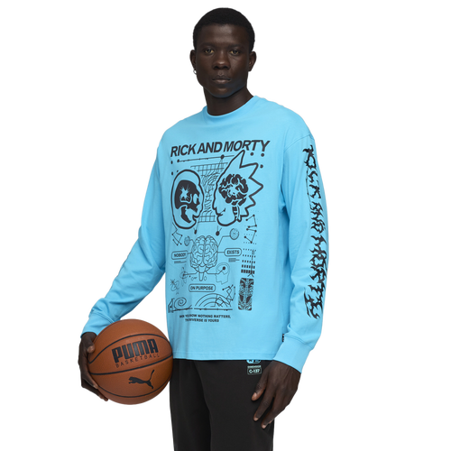 MENS - PUMA Hoops x Rick and Morty Long Sleeve T-Shirt - Teal/Black