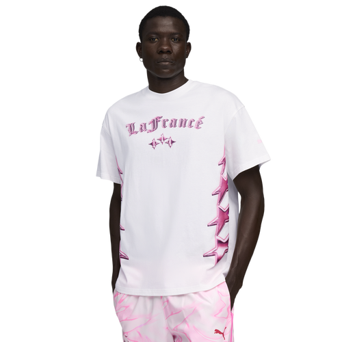MENS - PUMA Lafrance Pink Heem T-Shirt - Puma White