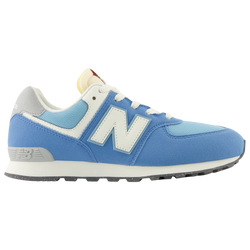 Boys' Grade School - New Balance 574  - White/Grey/Blue