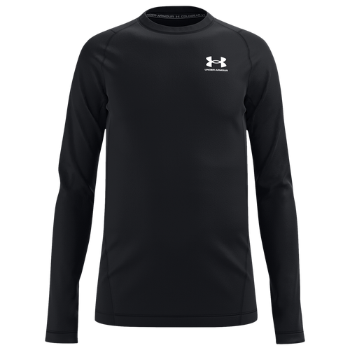 

Boys Under Armour Under Armour ColdGear Armour L/S T-Shirt - Boys' Grade School White/Black Size M