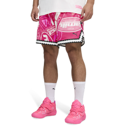Men's - PUMA x Fast & Furious Reversible Mesh 6" Shorts - Pink/White