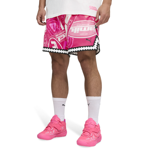PUMA x Fast & Furious Reversible Mesh 6" Shorts - PUMA Pink/White