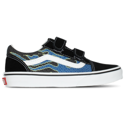 Girls' Preschool - Vans Old Skool 2V Flame  - Black/White/Blue