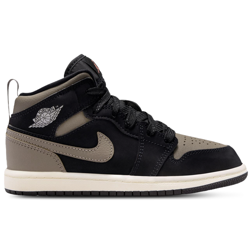 Jordan Boys 1 Mid SE - Boy's Preschool Basketball Shoes Size 12.0 - Olive Gray/Black/Light Wild Mango