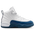 Jordan Retro 12 - Garçons, maternelle Blanc/Bleu de France/Argent métallique