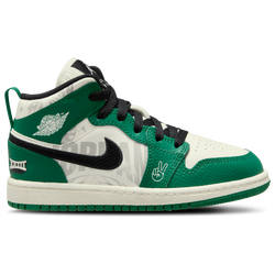 Boys' Preschool - Jordan AJ 1 Mid  - White/Green/Black