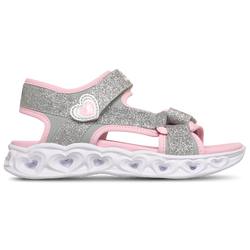 Girls' Preschool - Skechers Lighted Double Strap Sandals - Silver/Pink