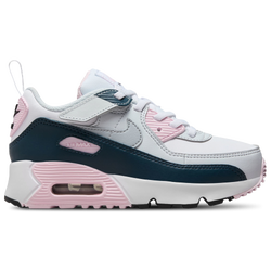 Girls' Preschool - Nike Air Max 90 EasyOn - Wolf Grey/White/Pink Foam