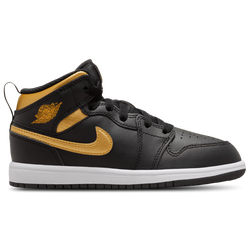 Boys' Preschool - Jordan AJ 1 Mid  - Black/Gold/White