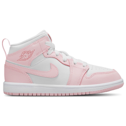 Boys' Preschool - Jordan AJ 1 Mid  - Pink Foam/White/Fired Red