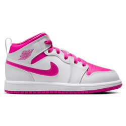 Girls' Preschool - Jordan AJ 1 Fund Mid  - White/Grey/Pink