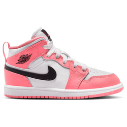 Boys' Preschool - Jordan AJ 1 Mid  - Pink Gaze/Black/White