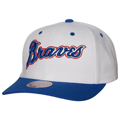Mitchell & Ness Men's  White Atlanta Braves Cooperstown Collection Pro Crown Snapback Hat In White/navy
