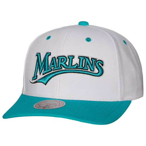 Mitchell & Ness Men's  White Florida Marlins Cooperstown Collection Pro Crown Snapback Hat In White/teal