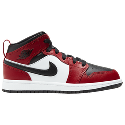 Boys' Preschool - Jordan AJ 1 Mid  - Black/Black/Gym Red