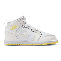 Boys' Preschool - Jordan AJ 1 Mid - White/White/White/Light Laser Orange