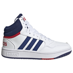 Boys' Preschool - adidas Hoops Mid 3.0  - White/Navy