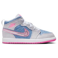 Girls' Preschool - Jordan Air Jordan 1 Mid SE  - Cobalt Bliss/Pink Glow/White