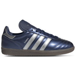 Boys' Grade School - adidas Originals Samba  - Dark Blue/Silver Metallic