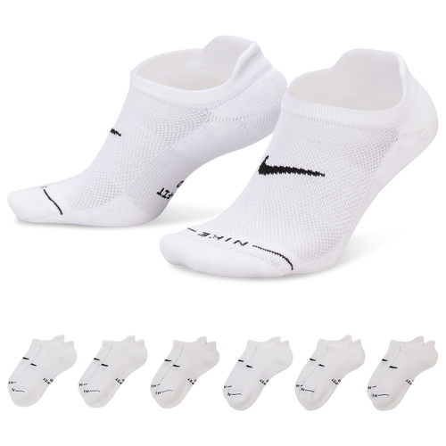Nike Women's Everyday Elevated No Show Socks 6 Pack - Adult Size M - White/Black