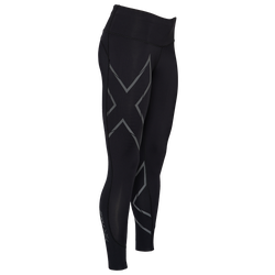 Women's - 2XU Light Speed Mid-Rise Compression Tights - Black/Black Reflective