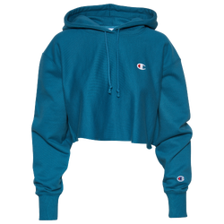Women's - Champion Reverse Weave Cropped Cut Off Hoodie - Teal